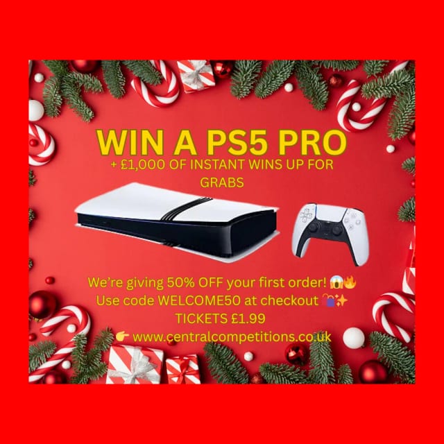 PS5 Pro £1000 worth of Instant Wins - Win this luxury prize from Central Competitions