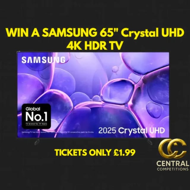 SAMSUNG 65" Crystal UHD 4K HDR TV - Win this luxury prize from Central Competitions