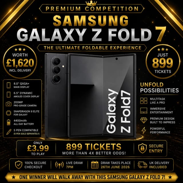 SIM Free Samsung Galaxy Z Fold7 - Win this luxury prize from Central Competitions